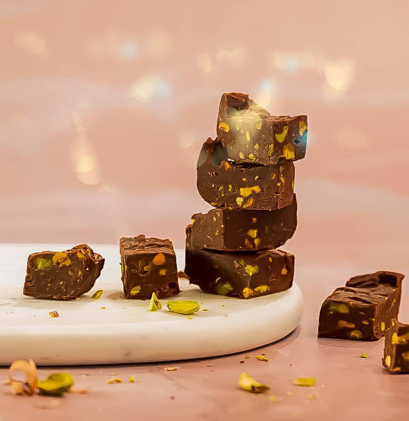 Handmade Belgian Chocolate Pistachio Fudge Gallery Image