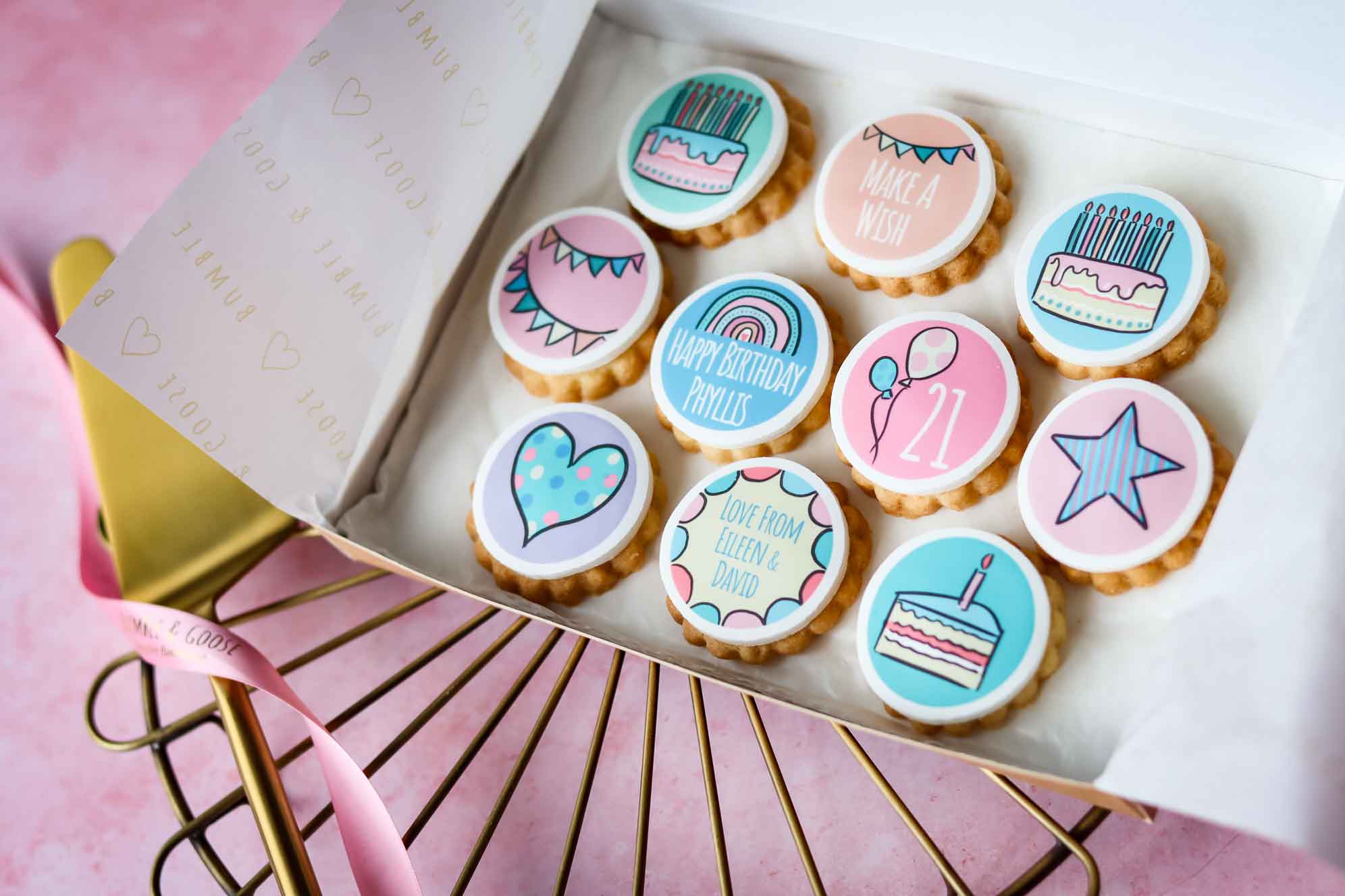 personalised birthday biscuits from Bumble and Goose