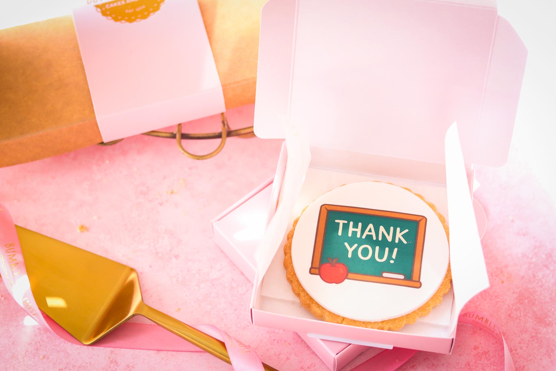 Large black board design Thank you teacher biscuit