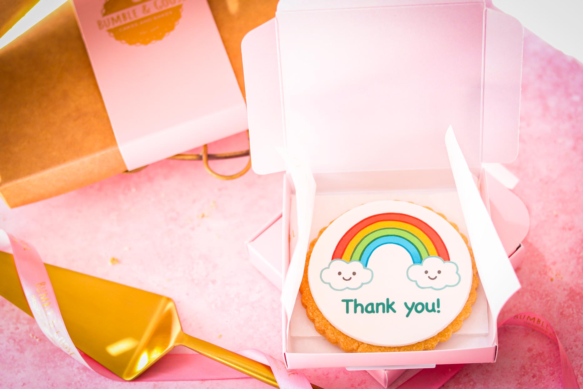 Large Rainbow design Thank you teacher biscuit