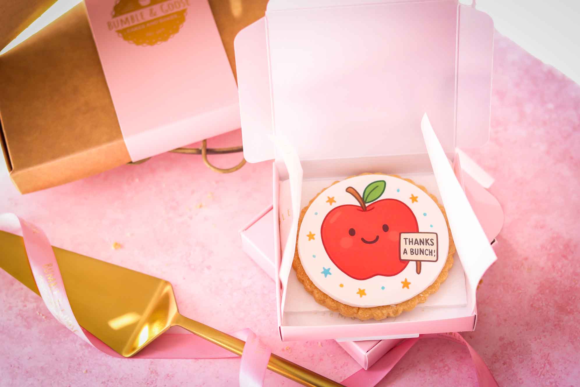 gift boxed thank you teacher biscuit with apple design
