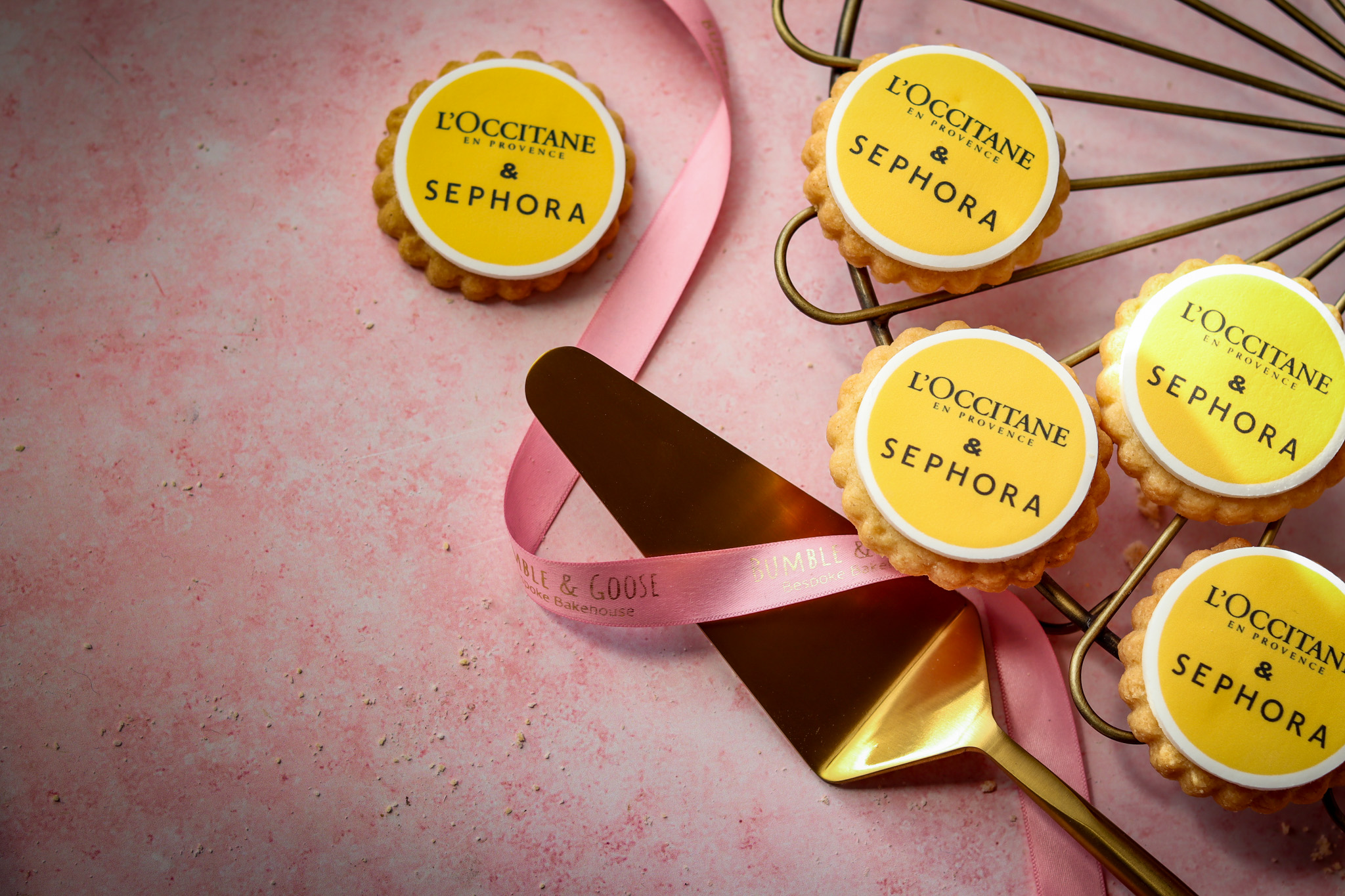 L'Occitane x Sephora branded biscuits London collaboration Bumble & Goose