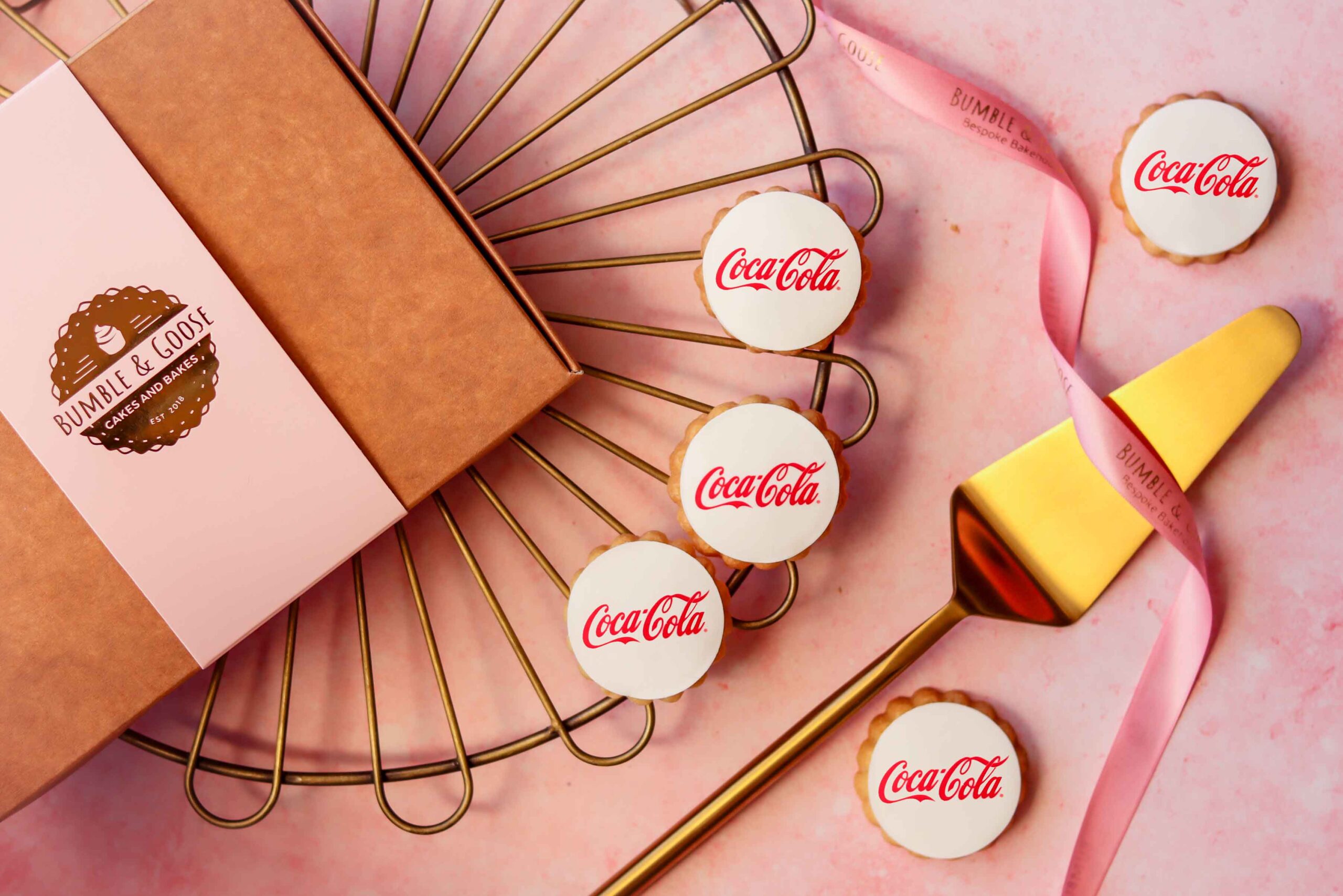 Coca-Cola branded biscuits corporate event Bumble & Goose